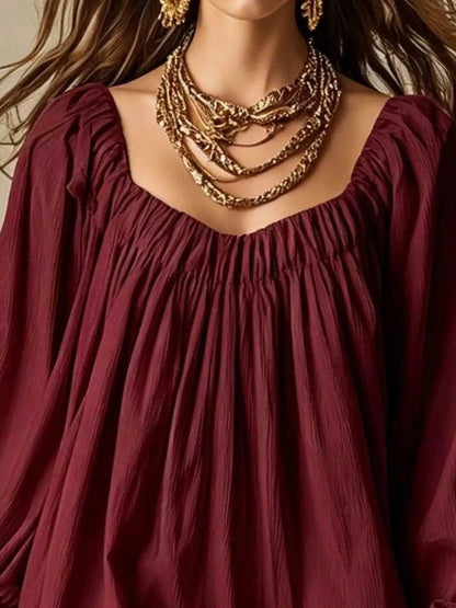 Flowy Balloon Sleeve Mini Dress Luxe Curves Plus Size Fashion