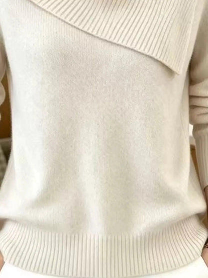 Full Size Asymmetric Ribbed Collar Sweater Plus Size Luxe Curves Plus Size Fashion