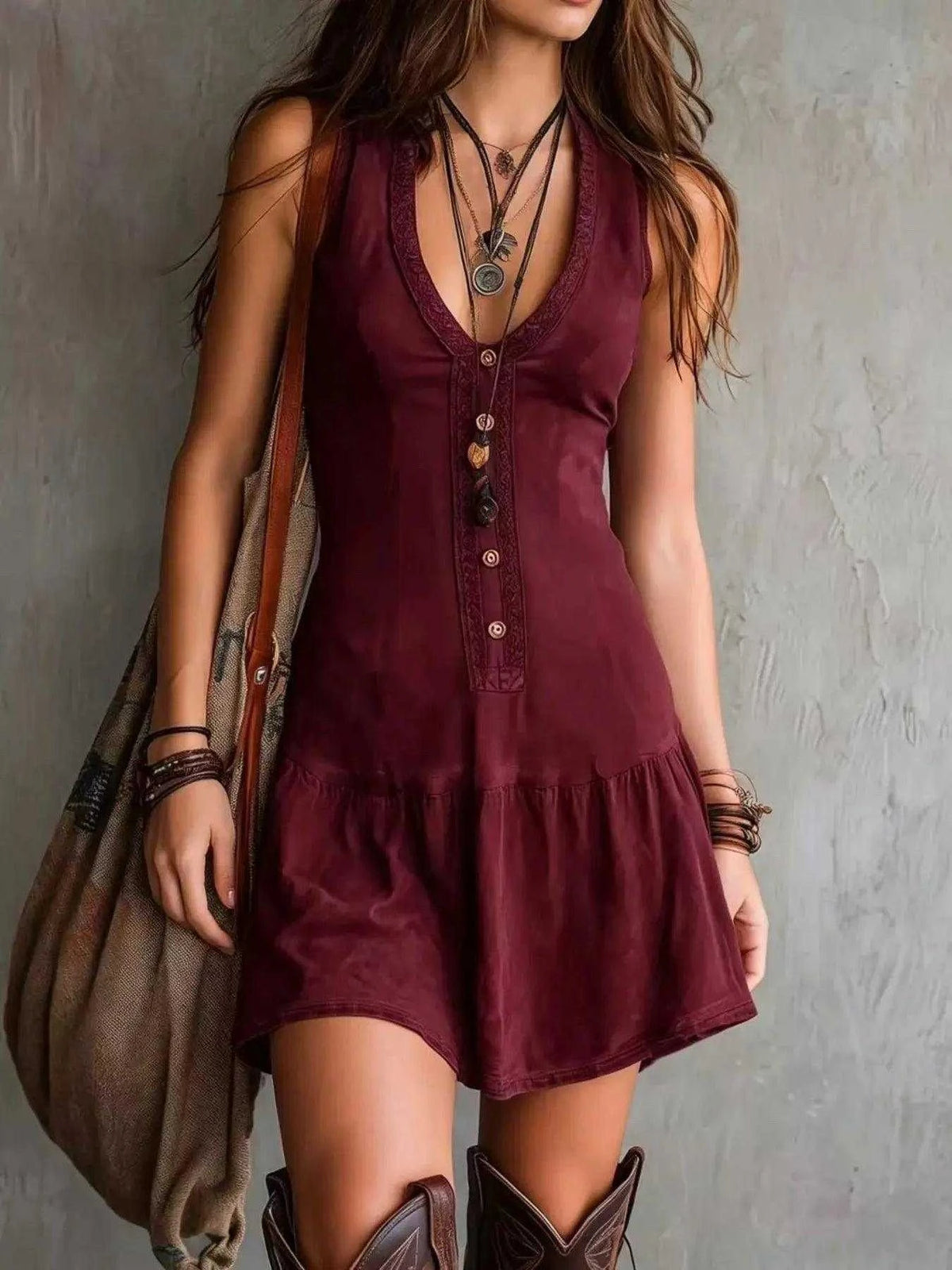 Full Size Sleeveless V-Neck Mini Dress Plus Size Luxe Curves Plus Size Fashion