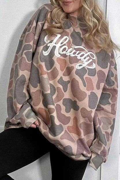 Plus Size Multicolour Camouflage Western Graphic Sweatshirt Luxe Curves Plus Size Fashion