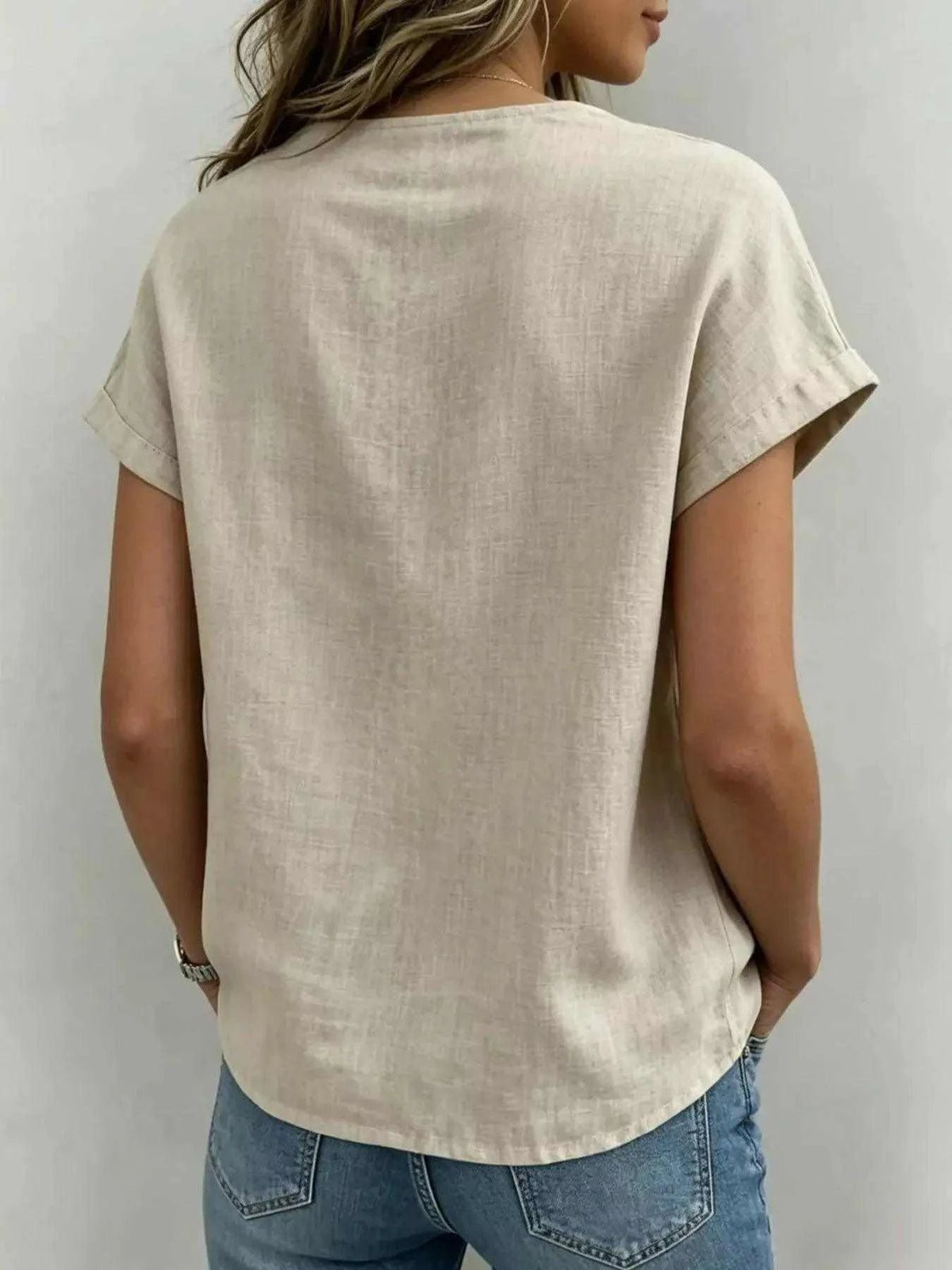 Full Size Bow Tie Neck Short Sleeve Blouse Plus Size Luxe Curves Plus Size Fashion