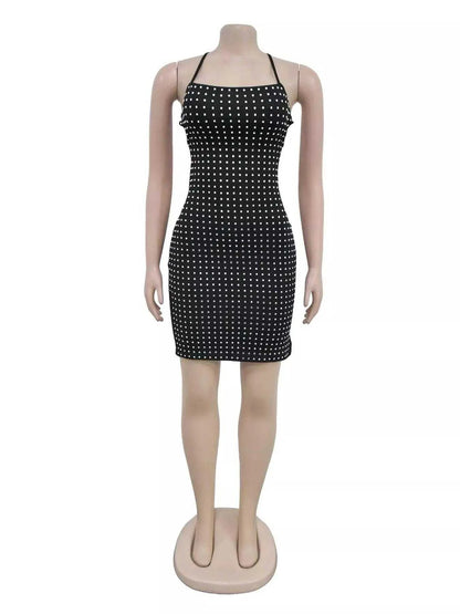 Rhinestone Embellished Bodycon Mini Dress Luxe Curves Plus Size Fashion